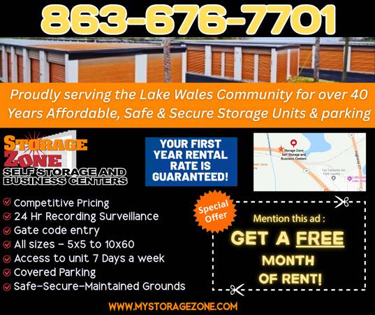 $50 Storage Zone Self Storage of Lake Wales - Space/Parking/Warehouse Unit (lake wales)64149652273537120