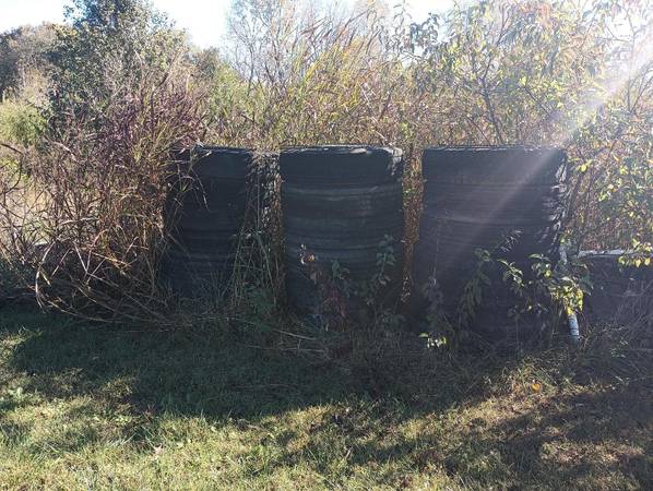 Semi tires, pond structure, raised gardens, etc 1