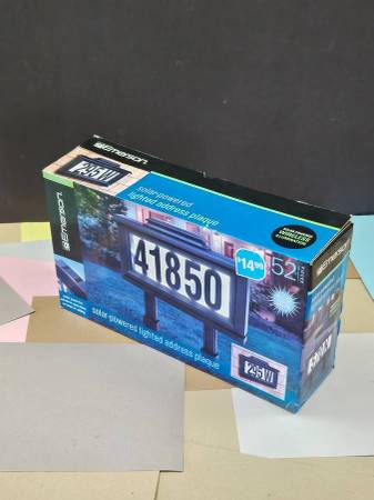 Emerson Solar-Powered Lighted Address Plaque Model 295WI OEM New 1