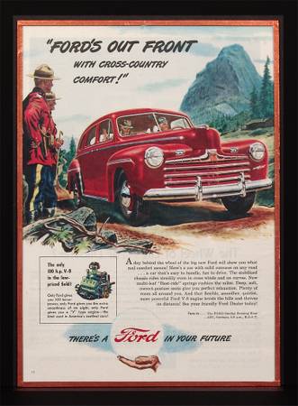 Original 1946 Ford Super Deluxe Print Ad Framed 1