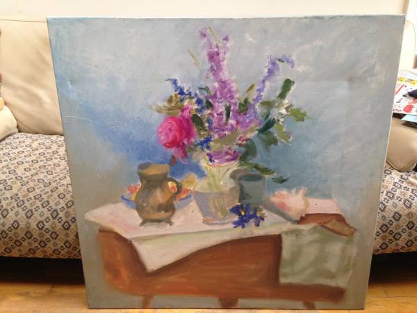 LARGE IMPRESSIONIST STILL LIFE FLOWERS OIL PAINTING TOBY GOLDMAN 1