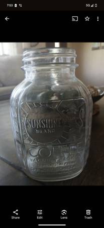 Tarros de vidrio Vintage Sunshine Coffee - $25 (Joplin)62979525597825121