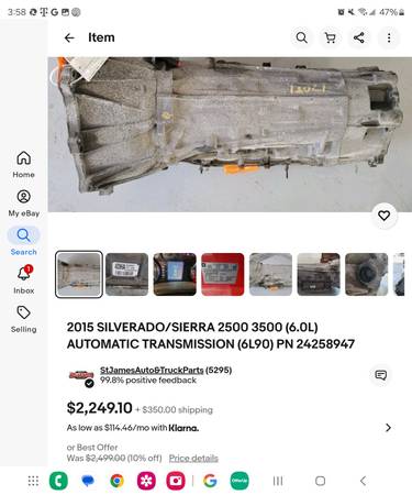 2015 GMC/ CHEVROLET 6L90 TRANSMISSION 1