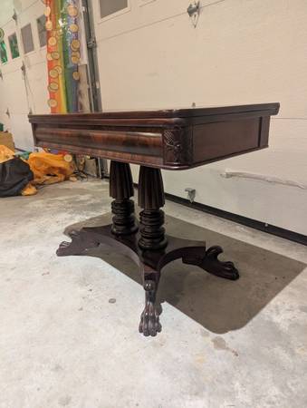 Antique Mahogany Game Table Table with Carved Pedestal and Claw Feet - $300 (Hillsborough)63470912985603122