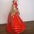 Lady Figurine 9" Ceramic Orange Dress Tan Shawl Gold Trim Signed 2 thumbnail