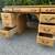 Beautiful Knotty Vintage Pine Desk With Embossed Leather Top 7 thumbnail