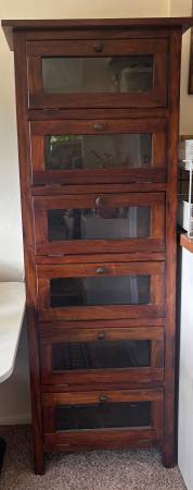 Brown Barrister Bookcase Style Cabinet 1