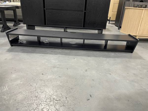 65" Floating Solid Wood Black TV Stand With Shelf For TVs Up To 70" 1