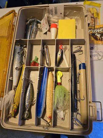 Large tackle box with fresh and saltwater gear 1