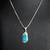 VTG. Sterling Silver Box Chain Necklace With Blue Lab Opal Pendant 18" 2 thumbnail