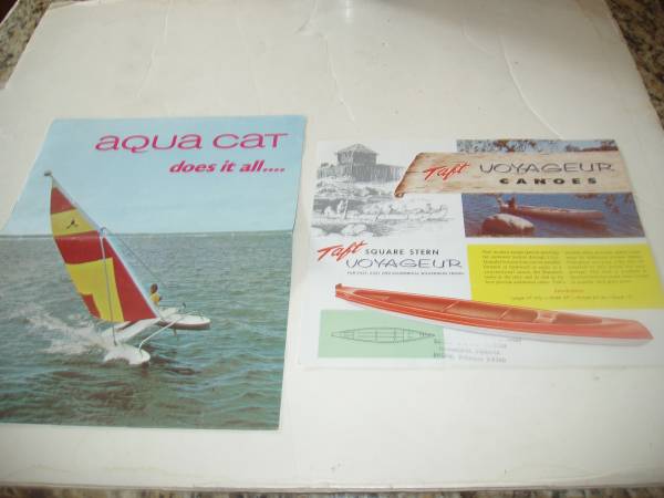 NEW AQUA CAT SAILBOAT & TAFT VOYAGEUR CANOE BROCHURE  AD VINTAGE 1