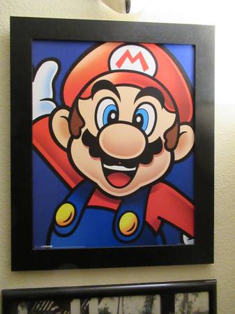 Large Mario and Luigi Framed Cartoon Illustrations 1