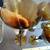 Set of 4 + 1 Large Amber Wine Glasses with Hand Painted Stems 4 thumbnail