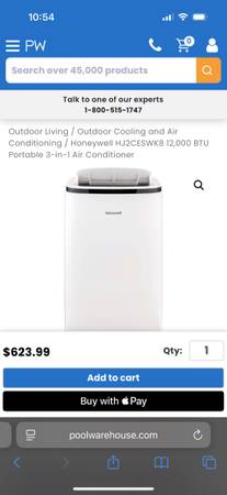 Acondicionador de aire portátil 3 en 1 Honeywell (usado ligeramente), 12,000 BTU - $250 (Seattle)63471323128833121