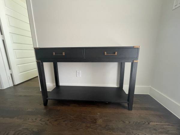 Black Console Table with 2 Drawers & Lower Shelf 1