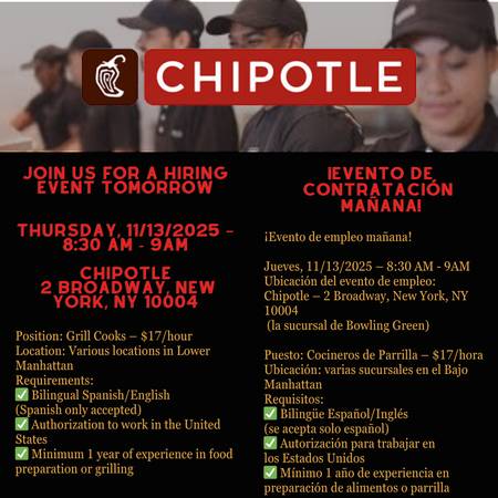 Chipotle Hiring Event Tomorrow  ¡Evento de empleo mañana! 11.13.25 1
