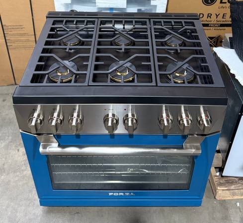 Forza 36″ Professional Gas Range – Blue Door Trim FR366GN 1