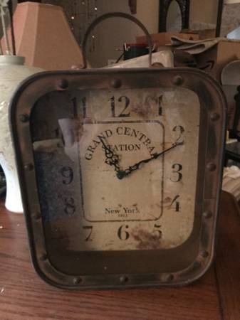 Rustic Metal Glass Analog Table Clock in Rustic Bronze large 1