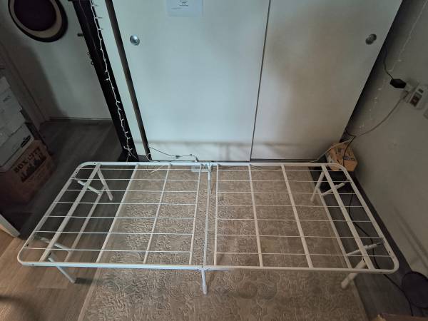 White Twin Bed Frame - Collapsible 1