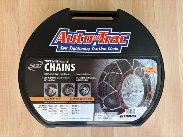 Auto-trac self-tightening snow chains 1