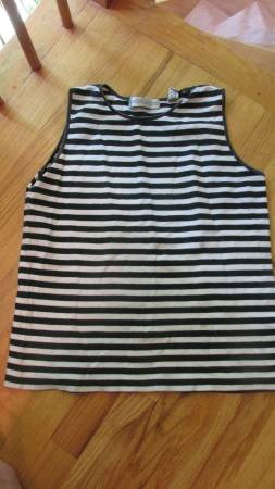 Women's Dark Green & White Striped Tank - size L 1