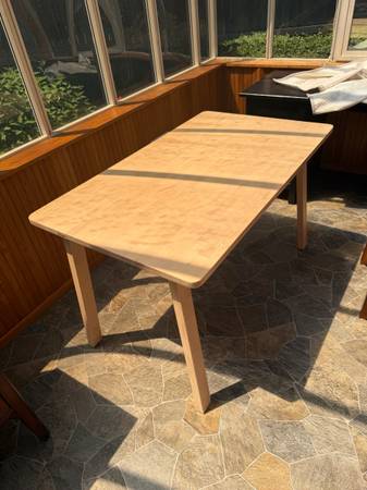 Ikea Norraker solid birch table with 2 chairs 1
