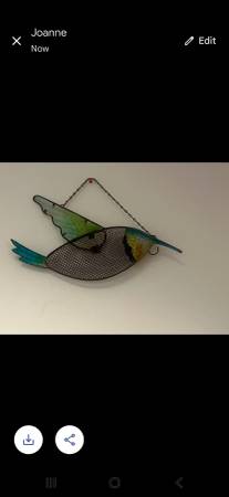 METAL STAIN GLASS HUMMING BIRD WALL ART 1