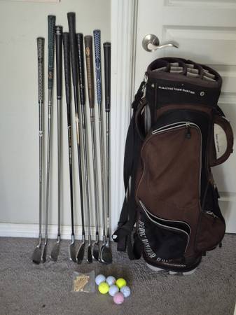 Golf Set: Cart Bag, 2 Drivers,  Irons,  Balls,  Tees 1