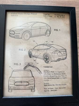 Dibujos de patentes de Tesla - enmarcados (conjunto de 4 piezas) - $25 (Golden)63469930476675122