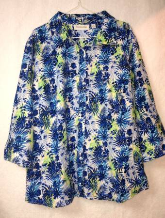 breckenridge (Size X-Large) Multicolored Floral Print Button-Up Blouse 1