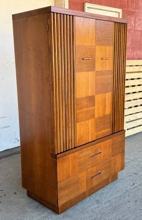 SUNDAY (10/25) ONLY! Large Mid Century Modern Walnut Wardrobe Dresser 1