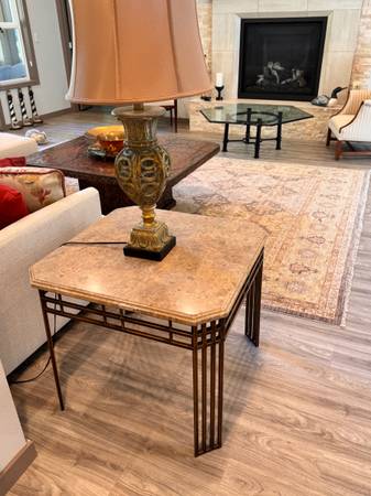 Two square marble end tables 1