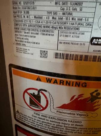Rheem Performance 50gal hot water heater 1