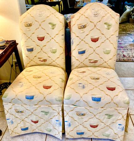 Pair Parsons Chairs Teacup Pattern 1