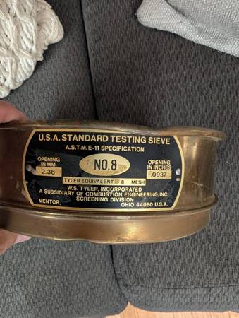 ​Vintage solid brass laboratory testing sieve made by W.S. Tyler, Inc. (Screen 1
