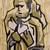 original signed Biblical Job (?) framed painting black white gold 3 thumbnail