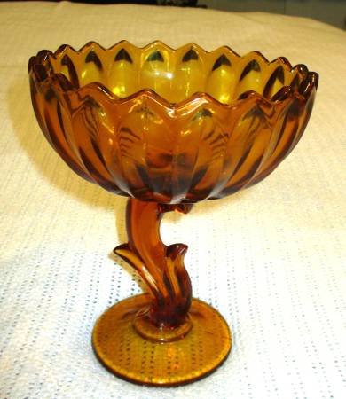 Amber Colored Compote Dish 1