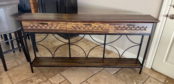 NEW 70.9" L Console Entryway Sofa Accent Table w/ Drawers 1