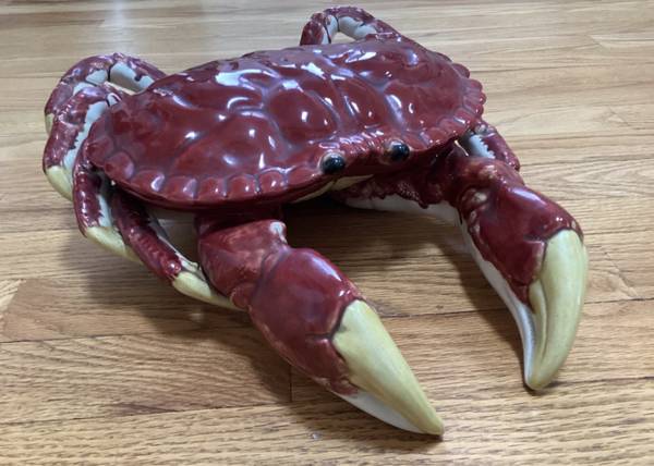 XL Ceramic Crab Tureen Serving Dish Majolica Hand Painted 1