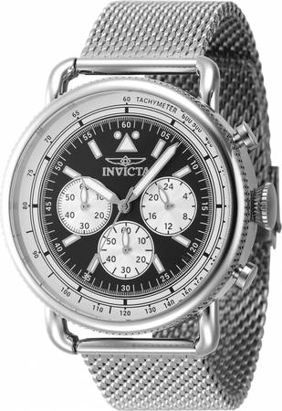 Invicta Speedway Stainless Steel and Black Chronograph Watch 47358 1