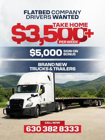 FLATBED DRIVERS NEEDED – 30% OF GROSS – 2+ YEARS EXPERIENCE 1