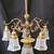 Ornate 6 Light Victorian Chandelier w/ Fluted Etched Shades 24" x 36" 1 thumbnail