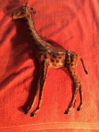 EXTRA LARGE LEATHER GIRAFFE FIGURE 18" TALL RARE COLLECTIBLE 1