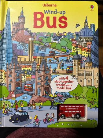 Wind-up Bus Book & Board with wind-up London Double-Decker bus 1
