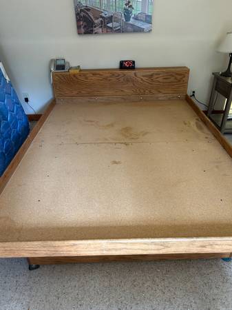 Solid oak Queen bed frame with drawer 1