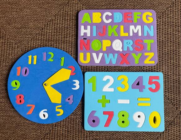 3 Foam Puzzles-Alphabet , Numbers And Clock Puzzle 1