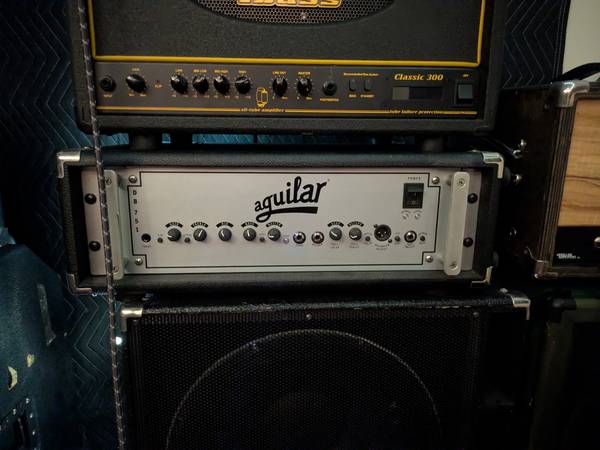 Aguilar DB751 with rack case and case cover 1