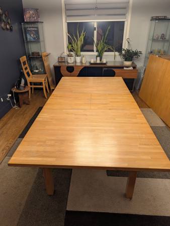 Solid wood dining table with leaf 1