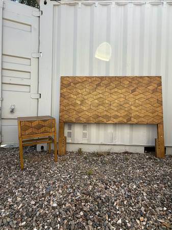 MCM Headboard and matching night stand—Queen size 1