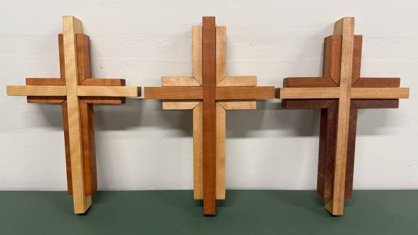 Multilayered Wall Cross Maple/ Black Cherrywood.  3 available! 1